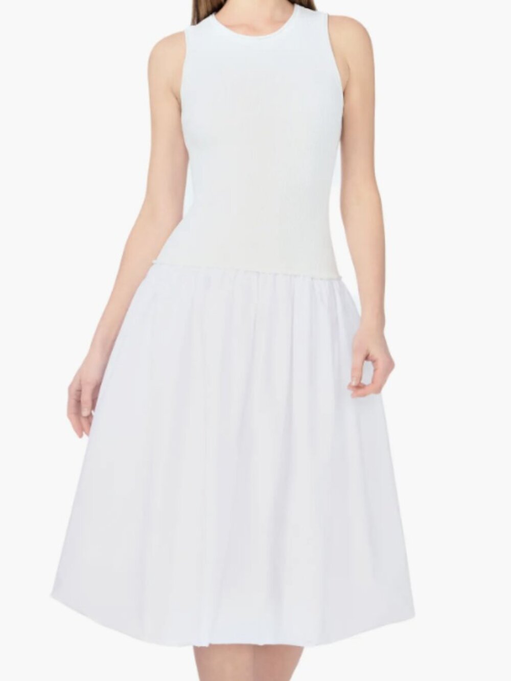 1.STATE Mixed Media Tank Midi Bubble skirt Dress